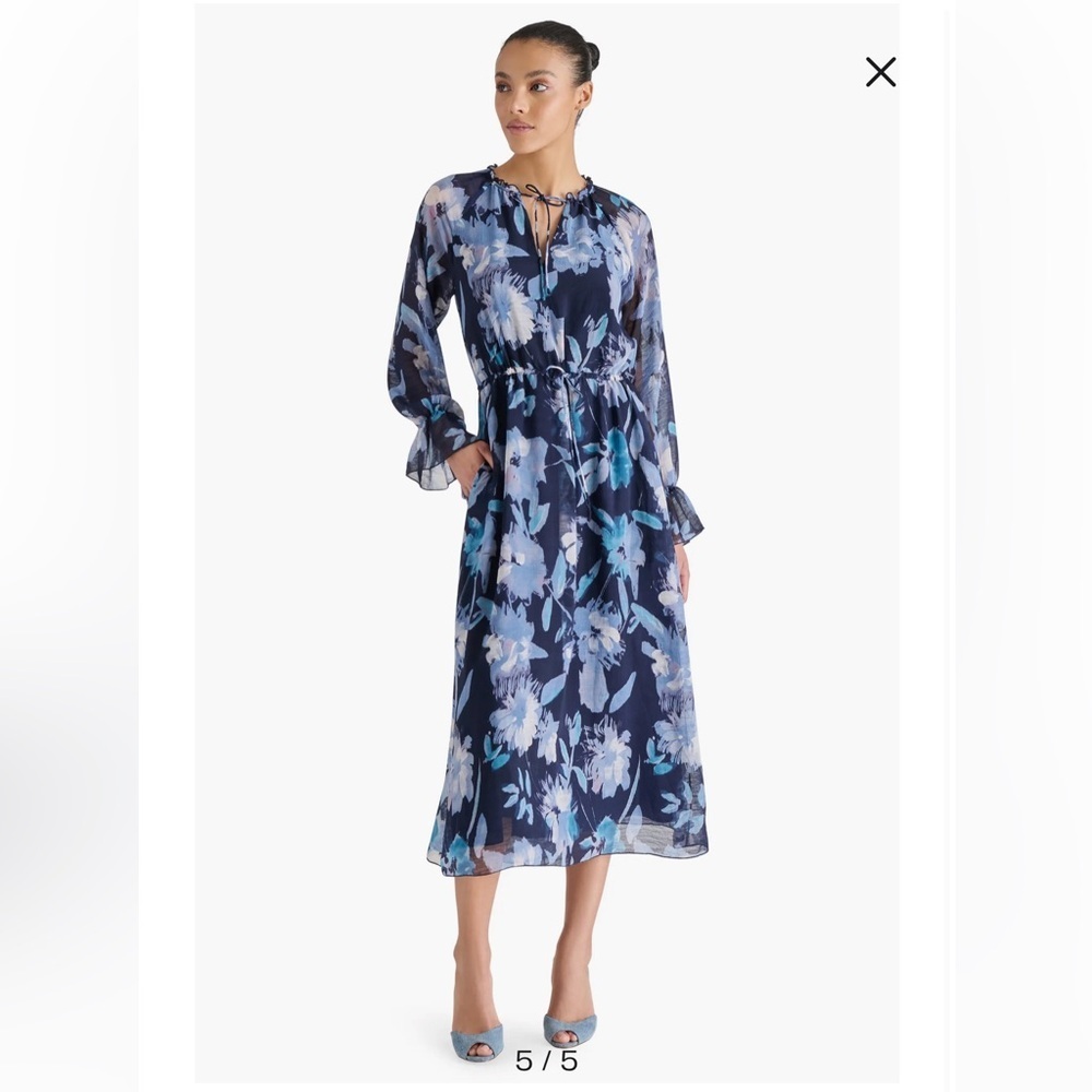 Steve Madden Blue Floral Midi Dress NWT - Picture 2 of 4